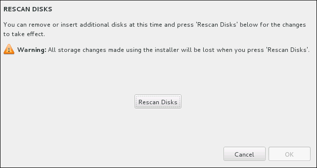 Rescan disks dialog.