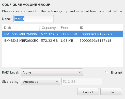 Customizing an LVM Volume Group.